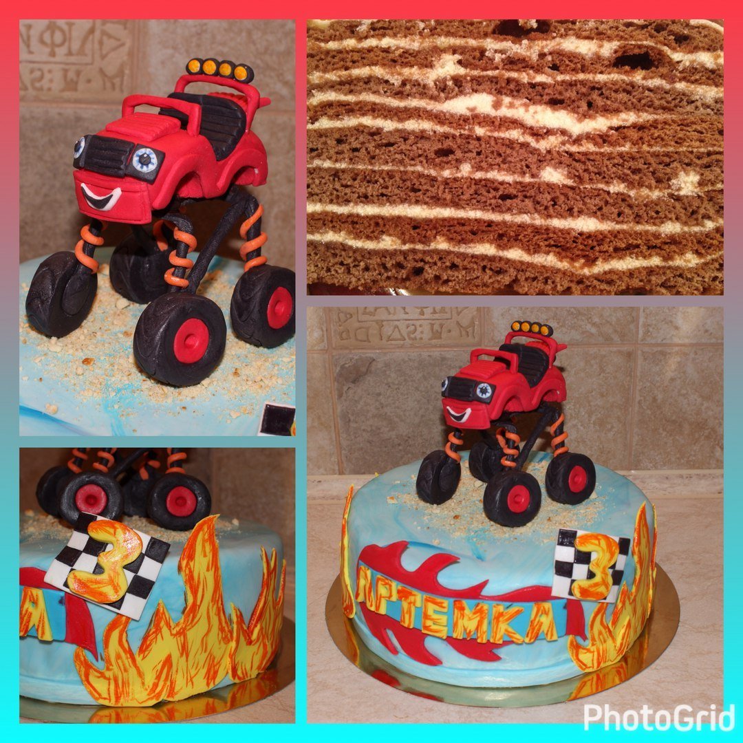 Торт машинка Вспыш кремовый