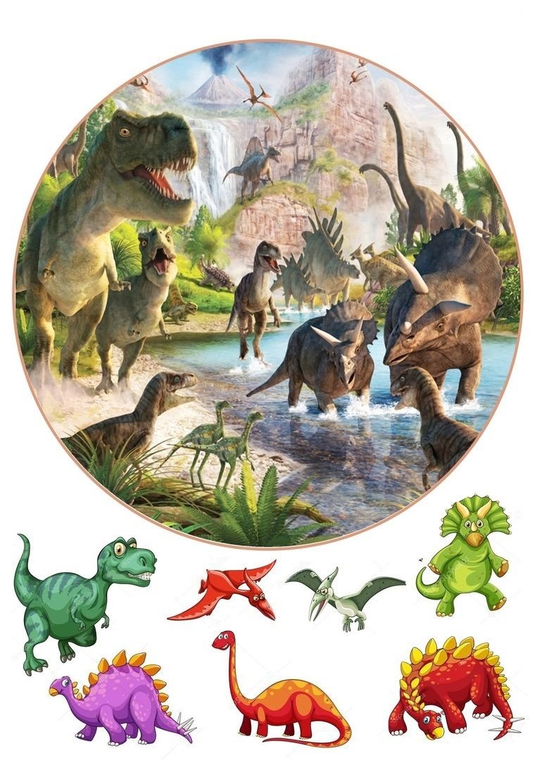 Динозавры детские в круге