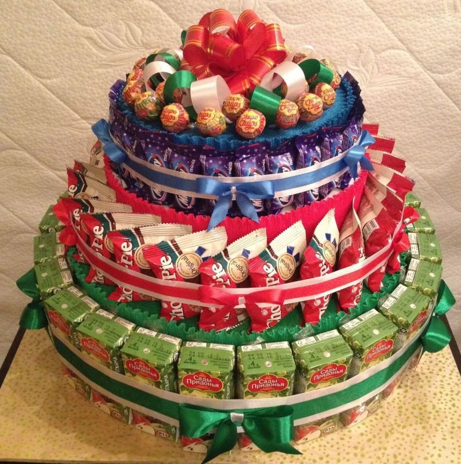 Торт в детский сад из сладостей Чоко Пай