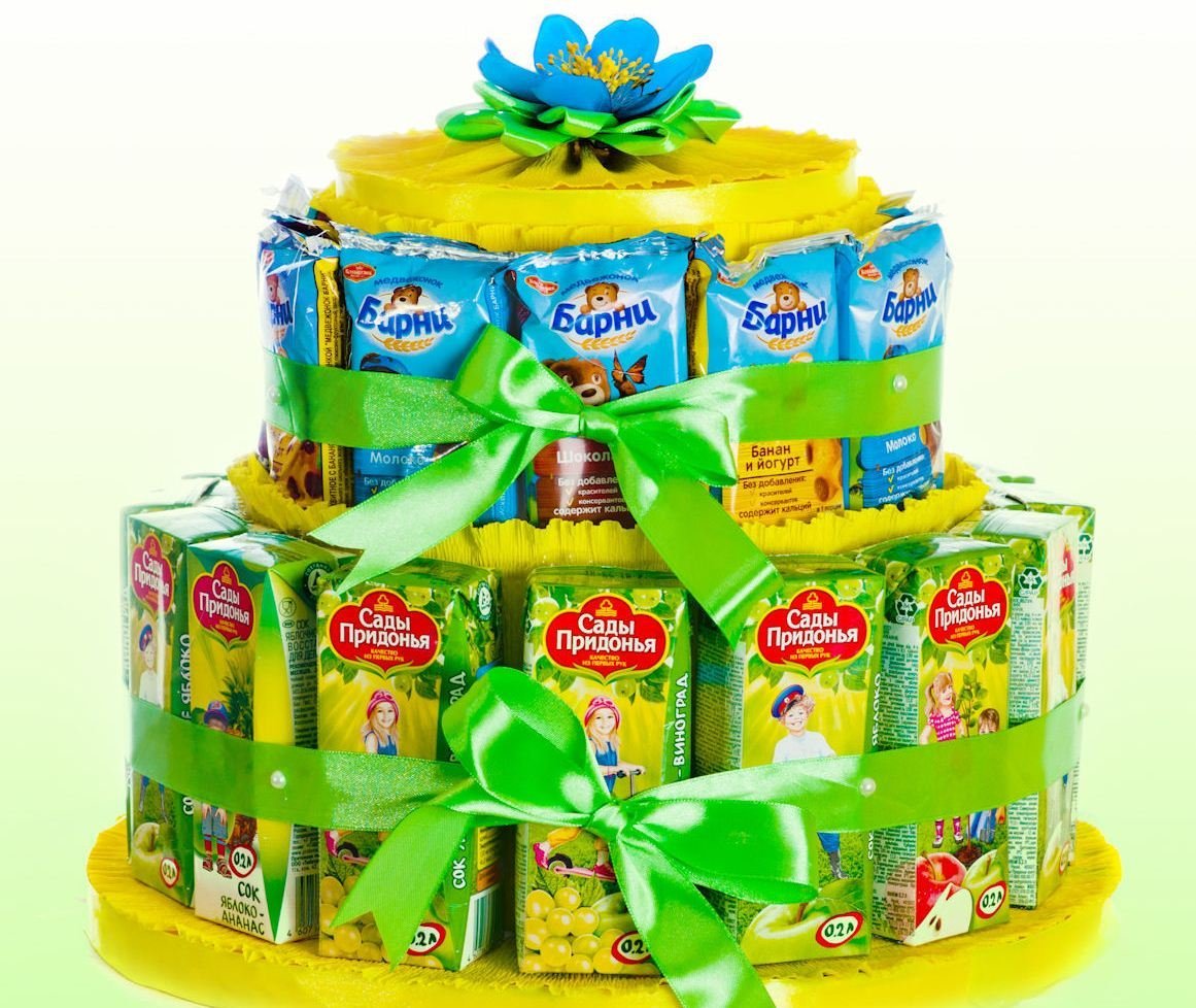 Торт из Барни и сока на день рождения в детский сад