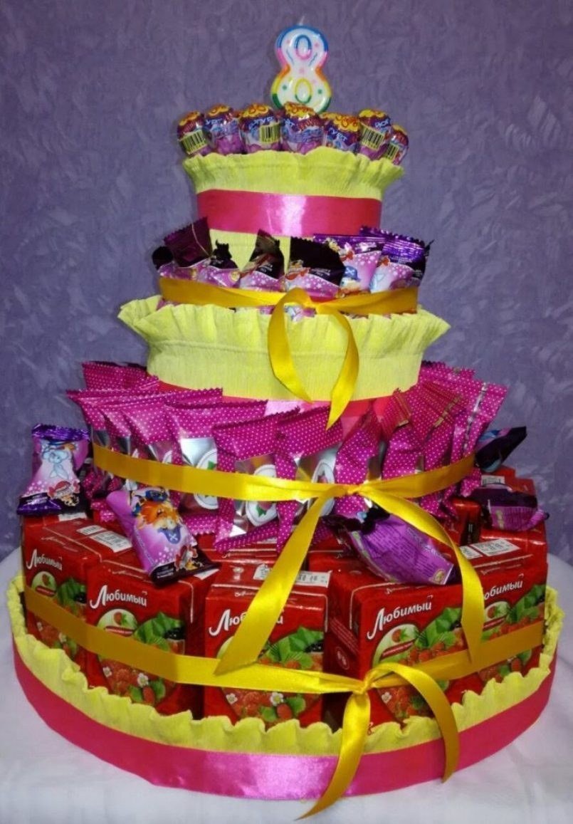 Сладкий торт из конфет