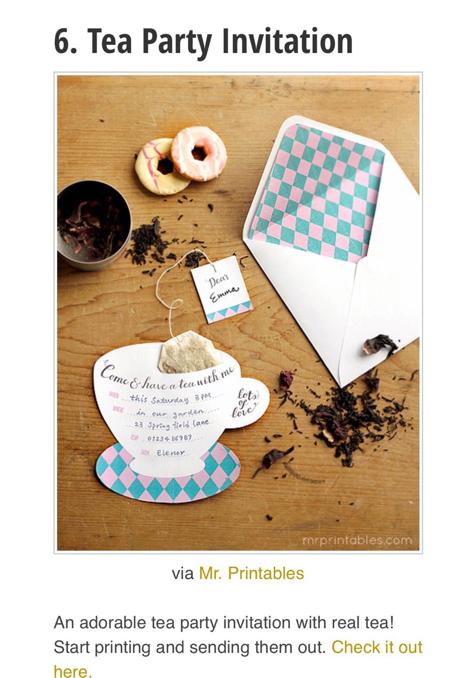 Приглашение на чайную вечеринку