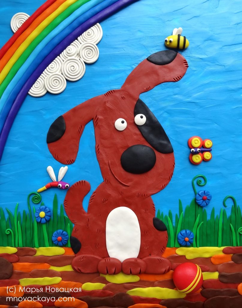 Открытка из пластилиновых цветов