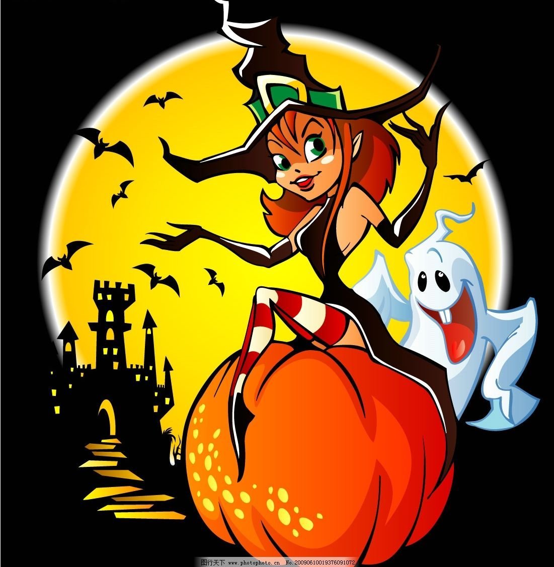 Винтажная открытка с ведьмой