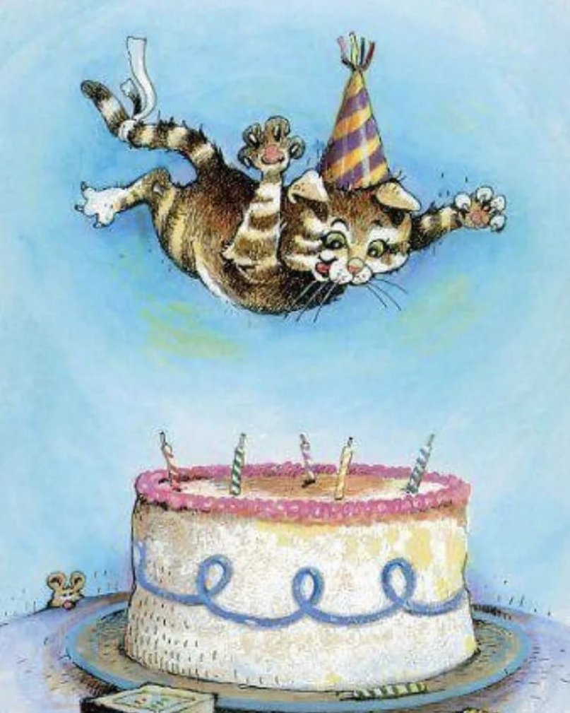 Открытка с днём рождения с котом