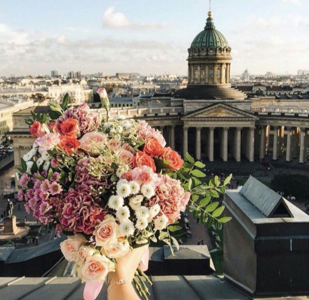 Цветы на фоне Петербурга