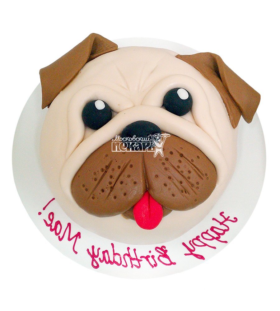 Торт в виде мордочки собачки МОПСА