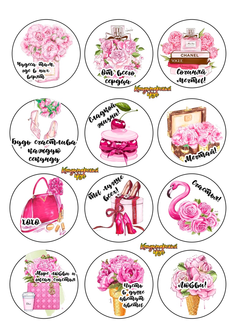 Надпись с днем рождения в круге