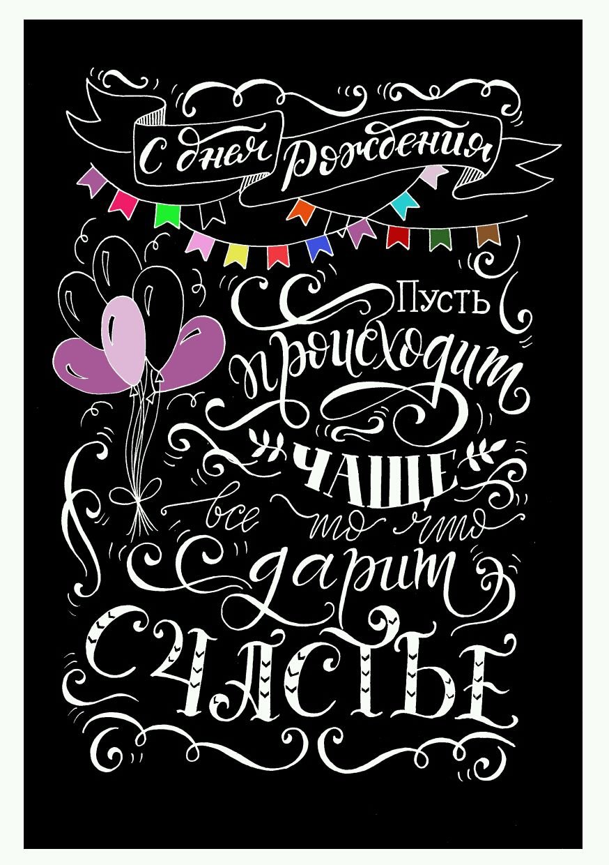 Креативная надпись с днем рождения