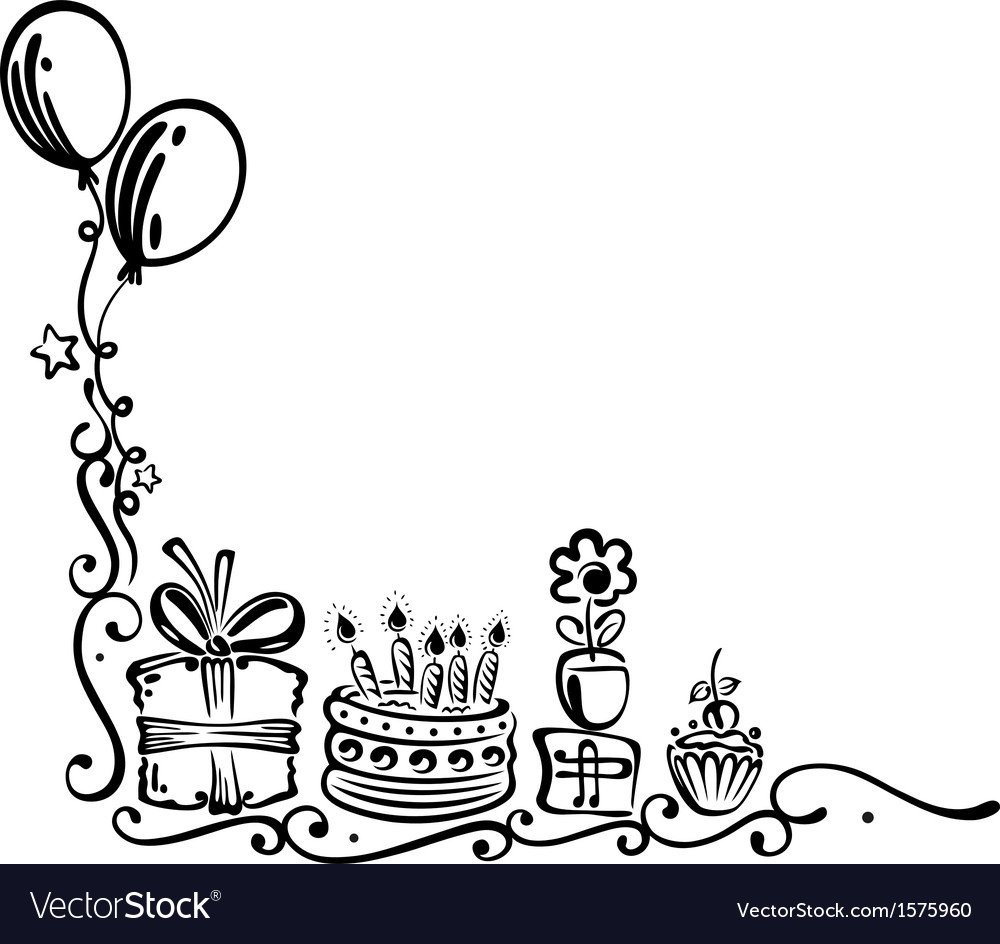 Рамка с днем рождения черно-белая