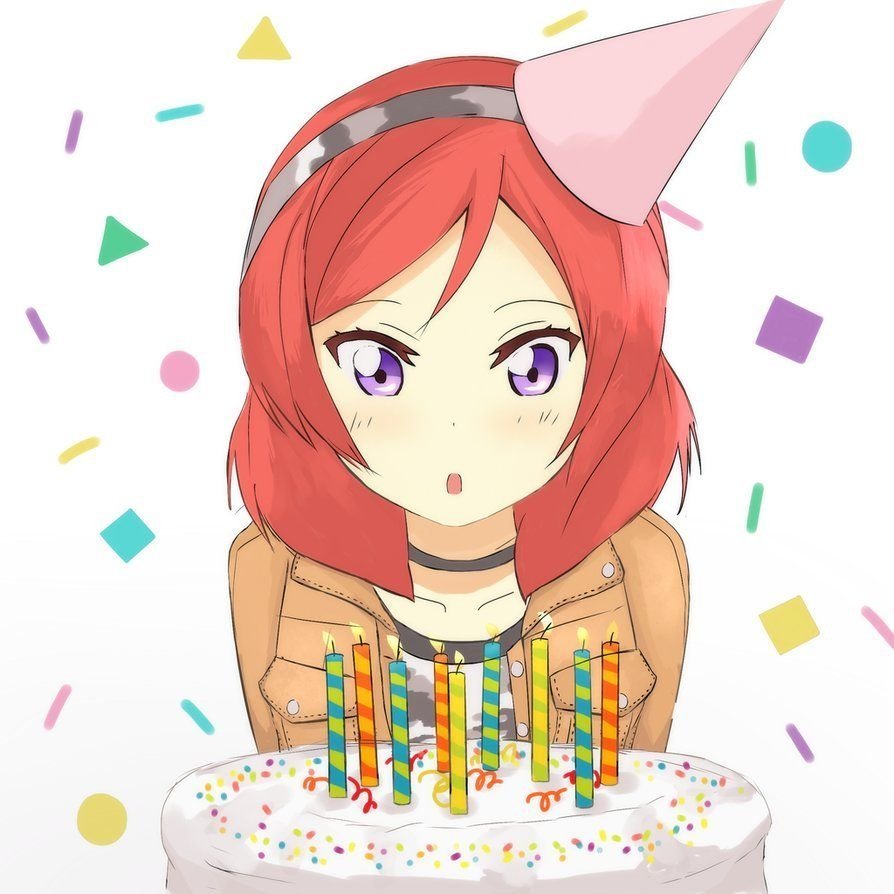 Аниме девушка с тортиком