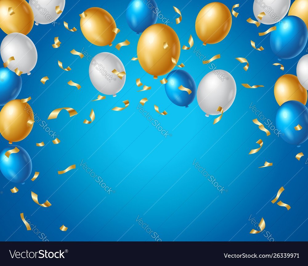 Шарики золото синий конфетти