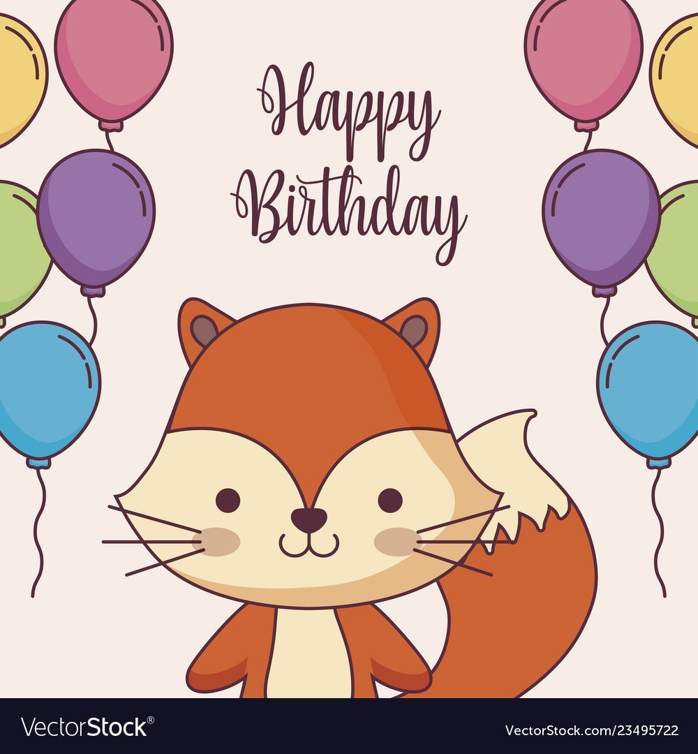 Плакат с днем рождения с лисами