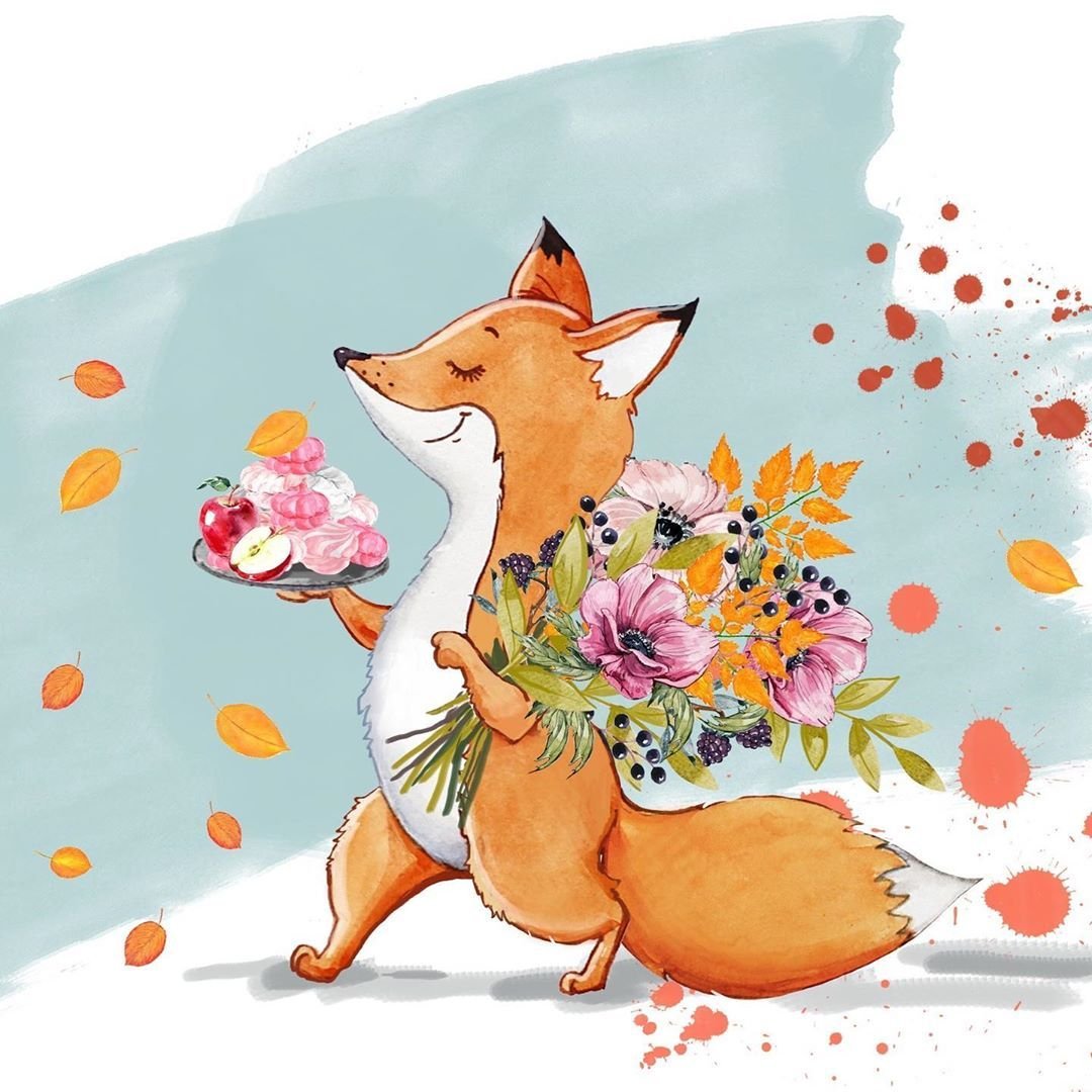 Лиса с новым годом надпись