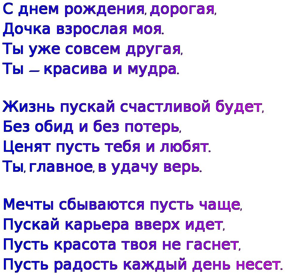 Поздравления с днем рождения дочери от родителей трогательные в стихах и картинках