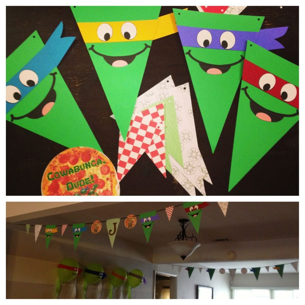 Растяжка с днем рождения в стиле черепашек ниндзя