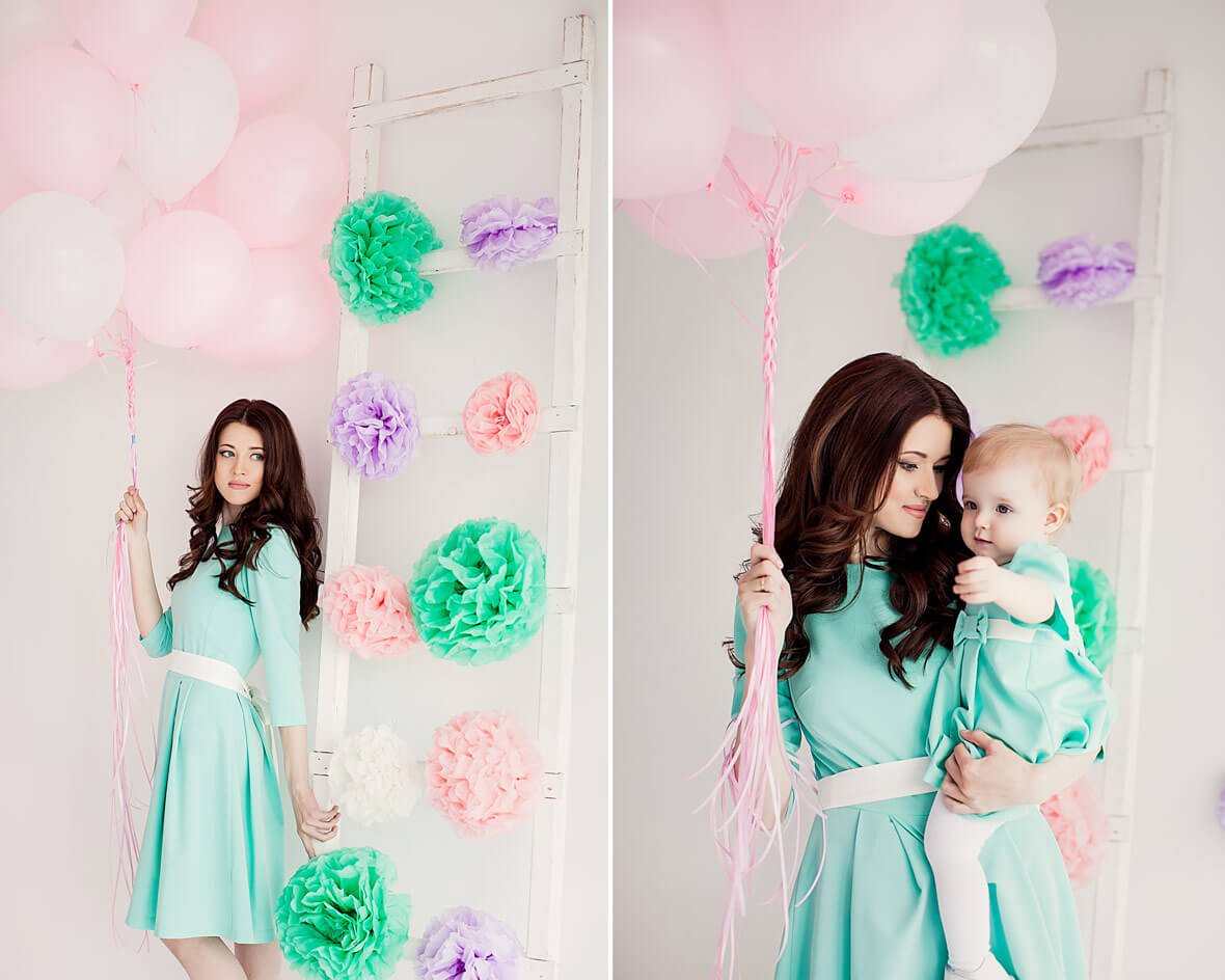 Фотозона в голубых тонах для девочки