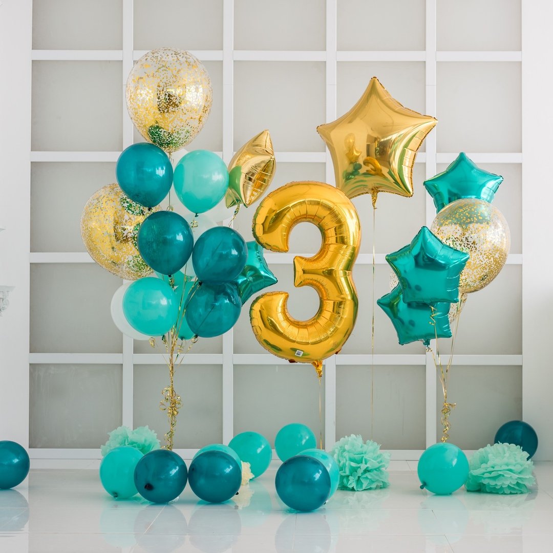 Желтые и бирюзовые шары