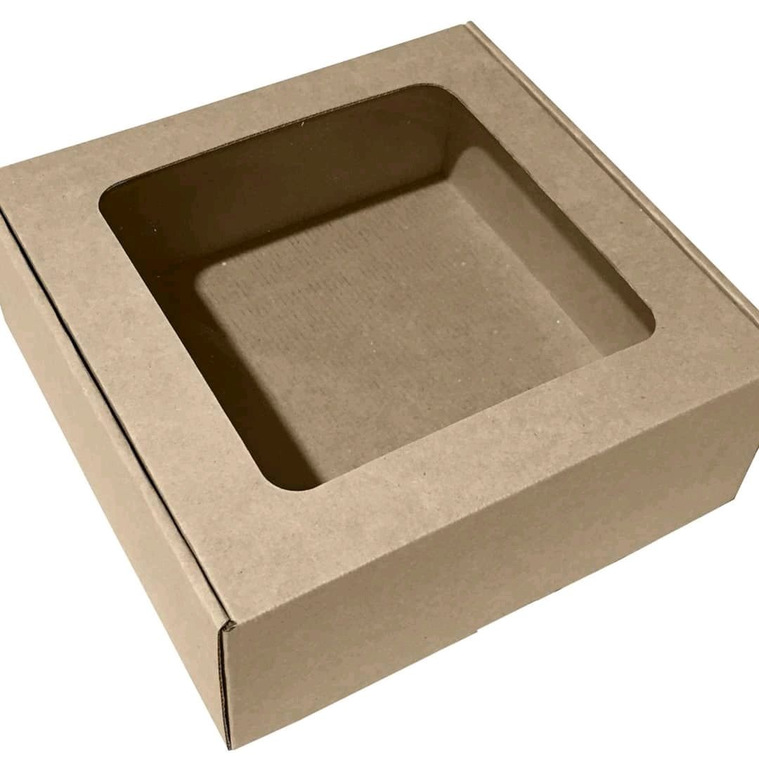 Коробка с окошком, 28х28х7 см, крафт