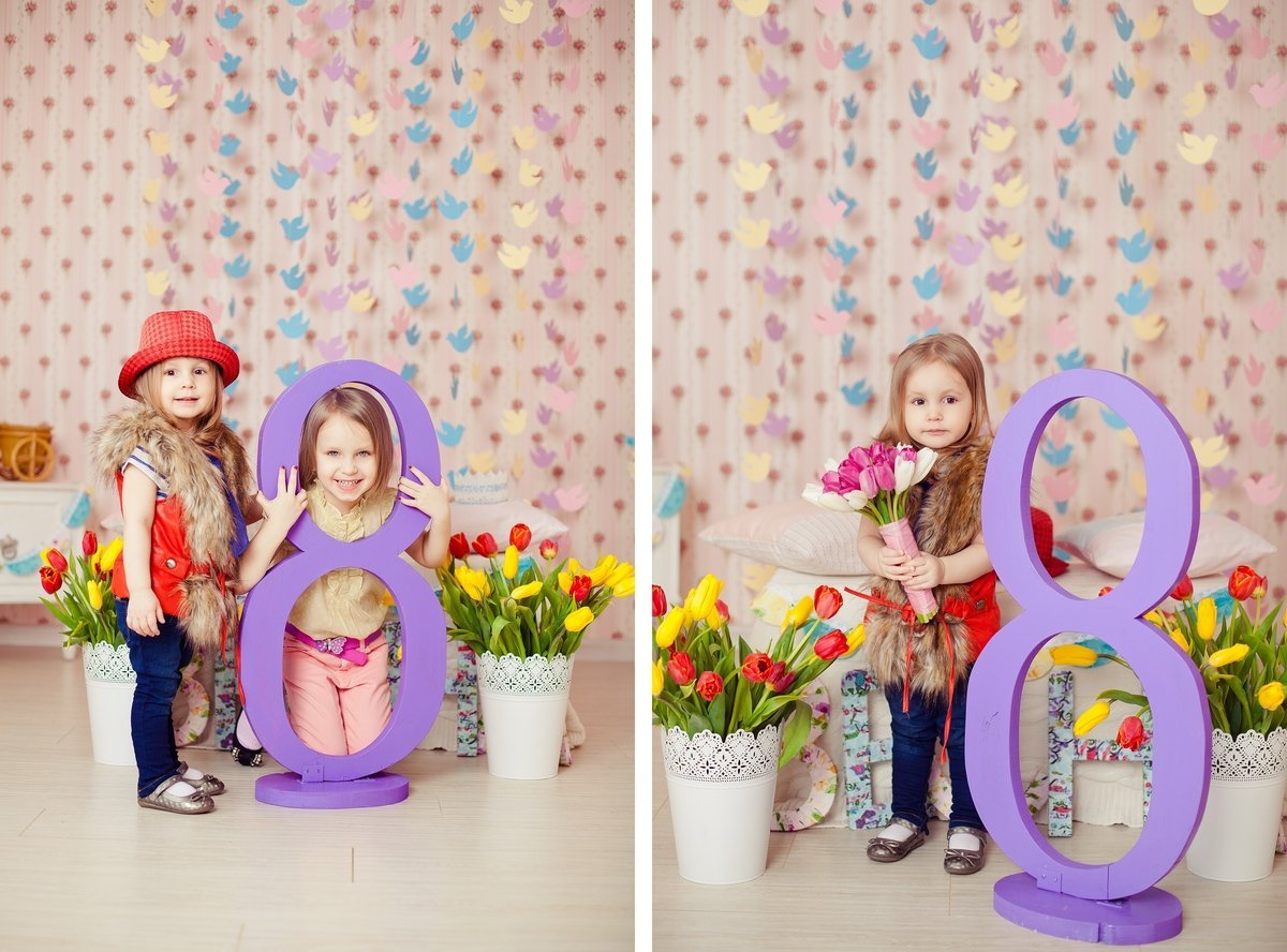 Весенняя фотосессия в студии семейная