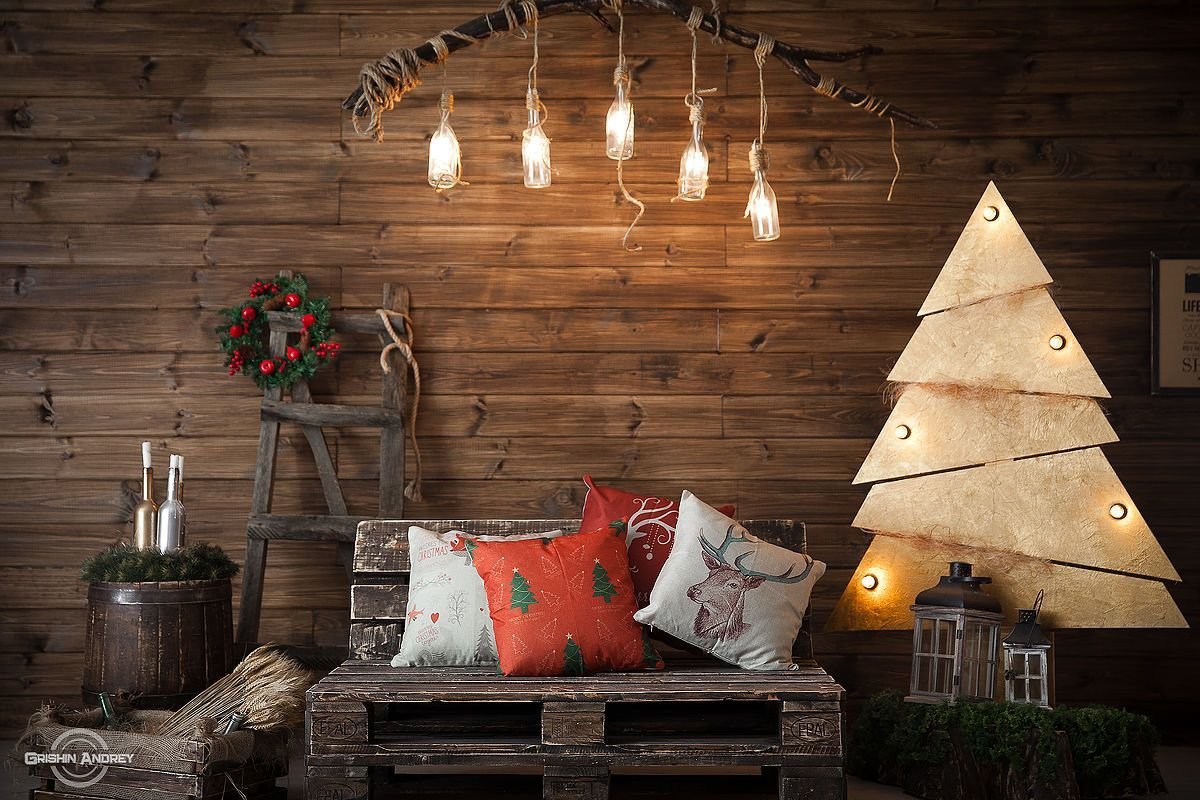 Новогодняя фотозона с домиками