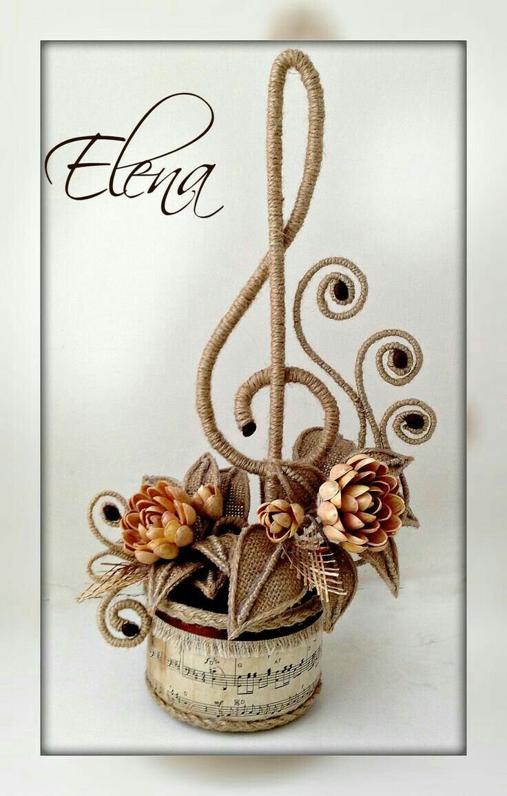 Цветочные композиции из джута