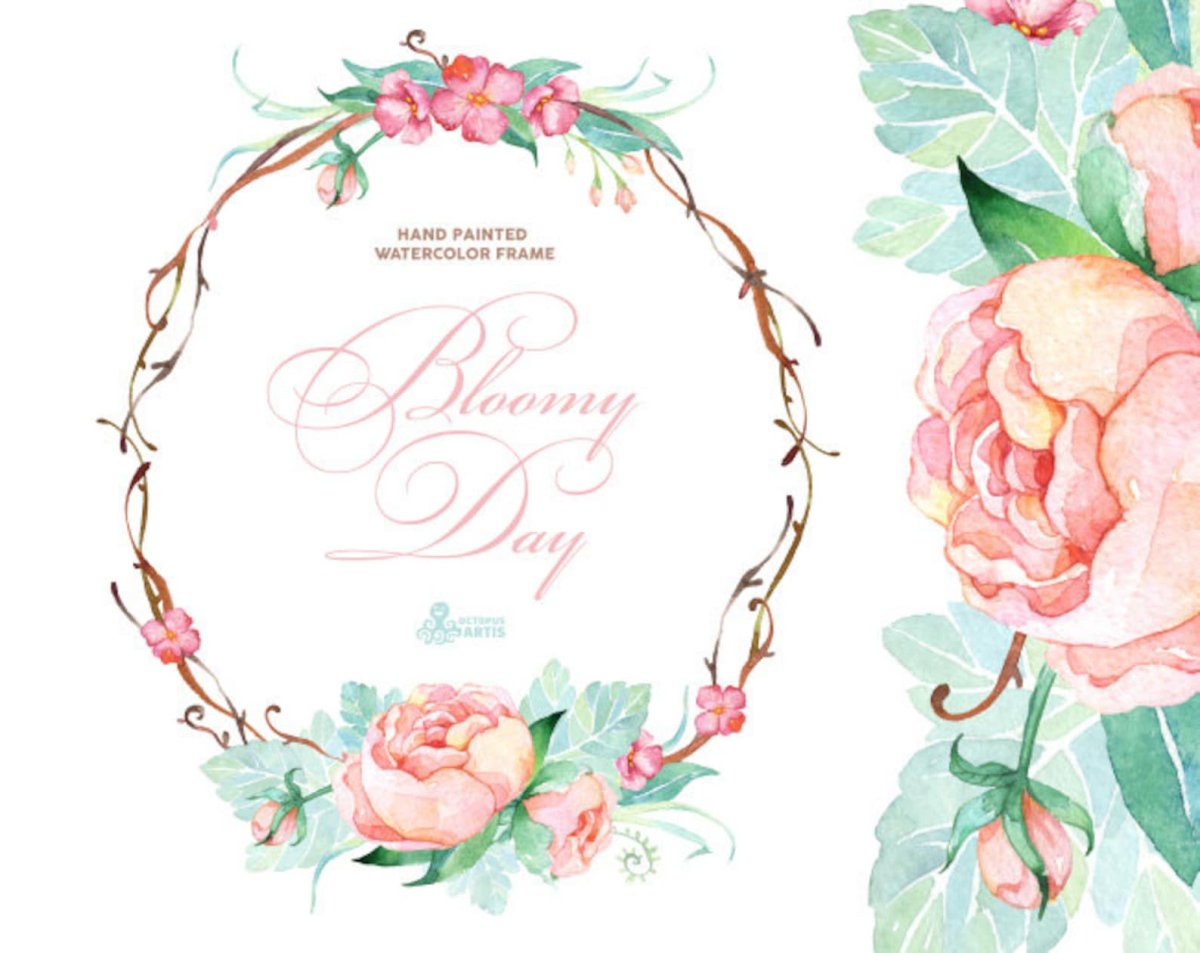Акварельные цветы рамка