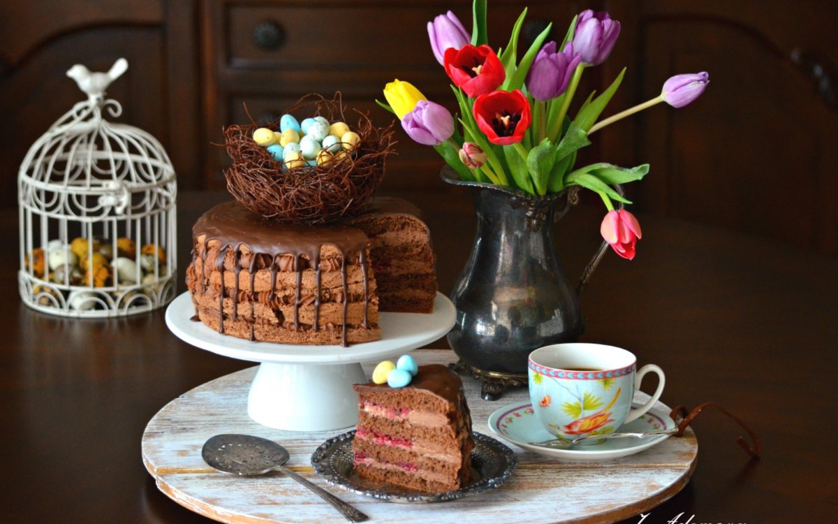 Торт ваза с цветами