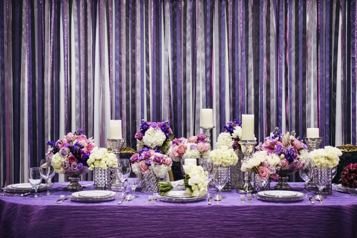 Сиреневая свадьба декор