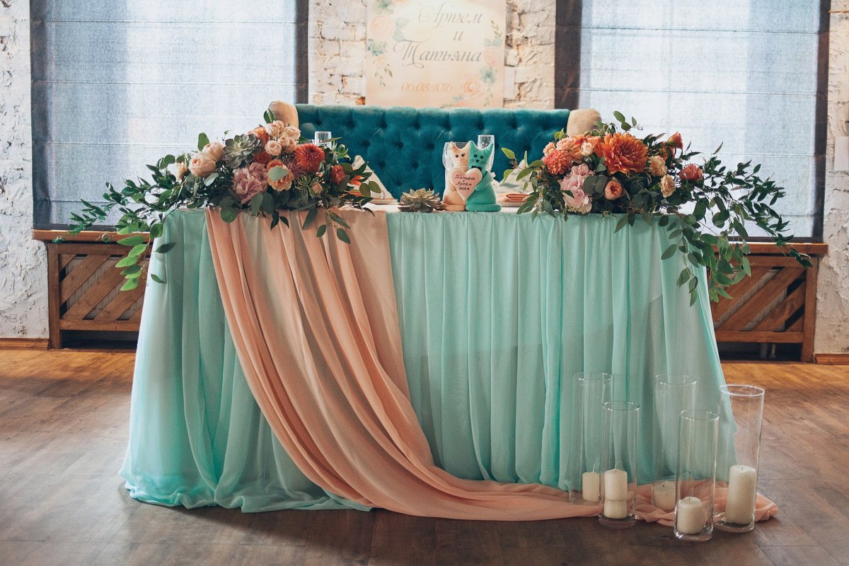 Свадебный президиум бирюзовый