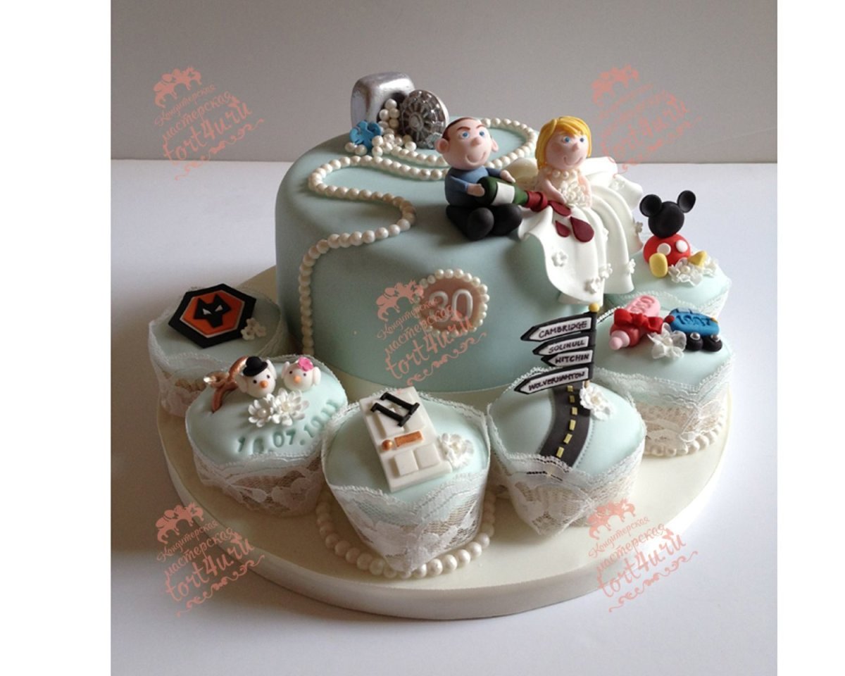 Торт на годовщину свадьбы с цветами