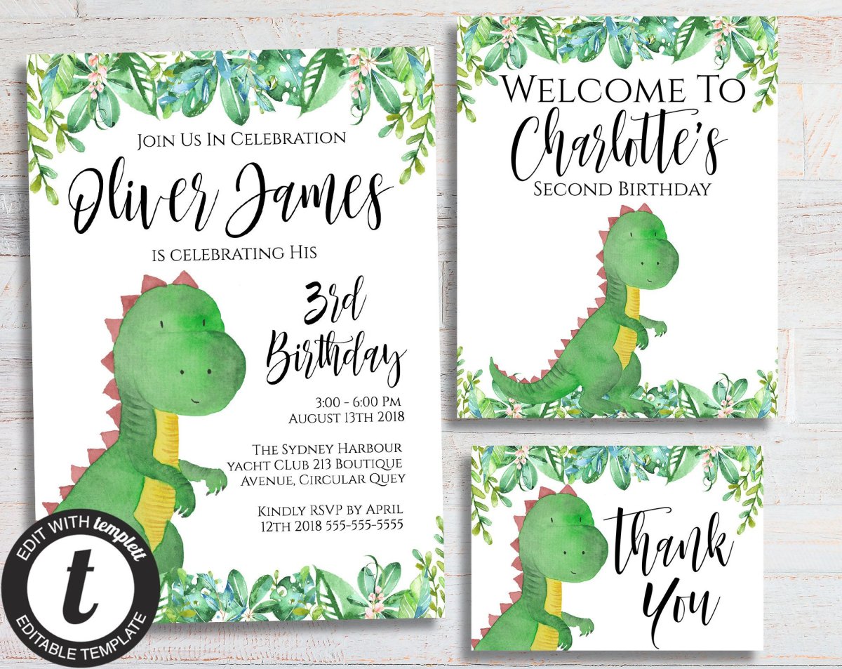 Пригласительные на день рождения с динозаврами
