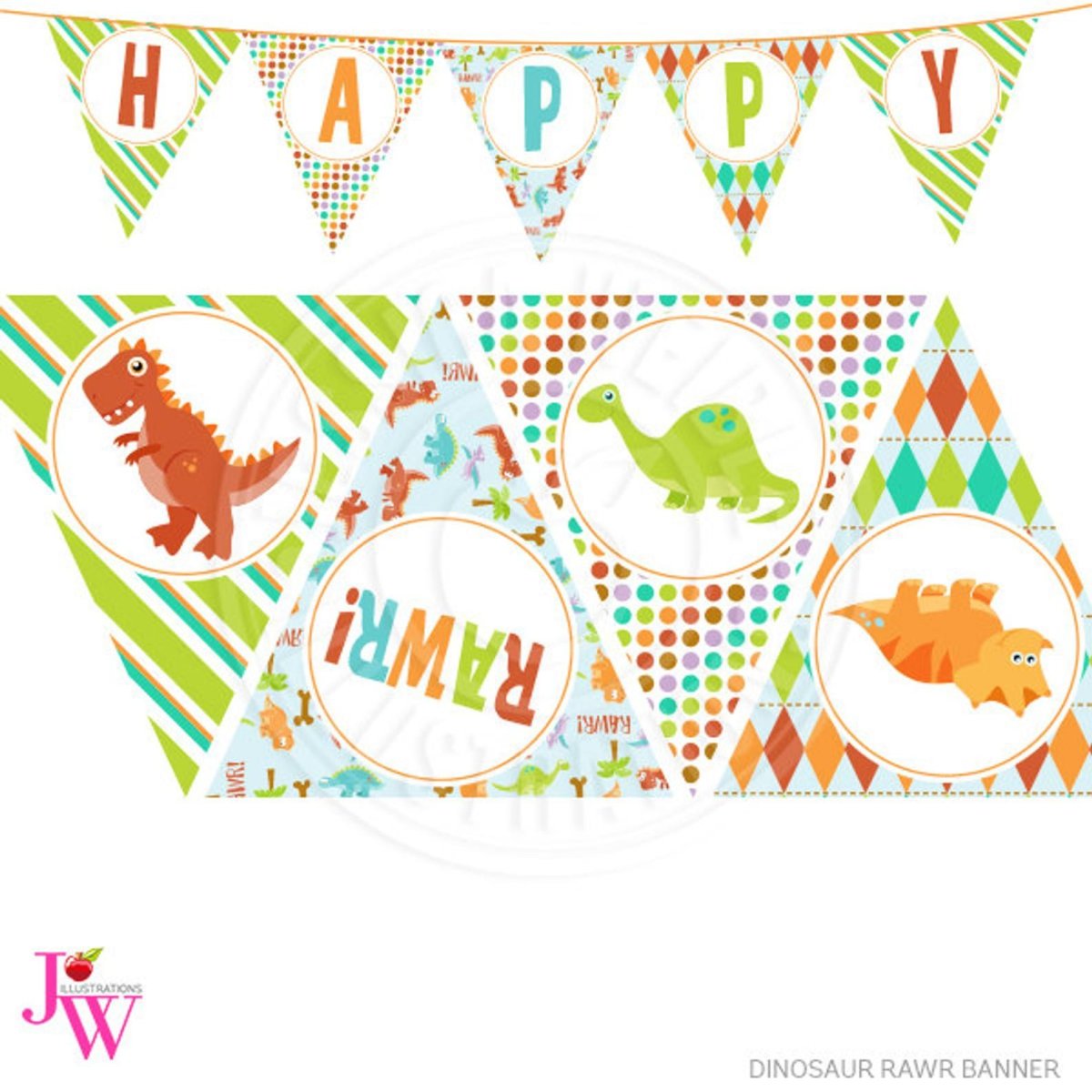 Флажки с динозавриками