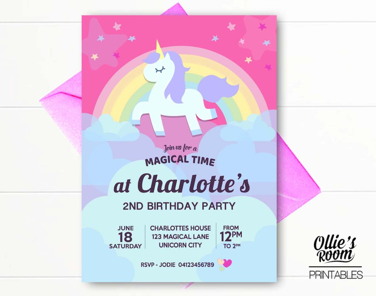 Современные Единорог приглашение экземпляр