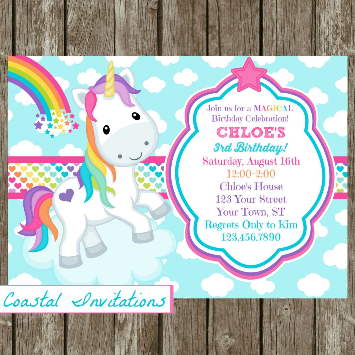 Пригласительные на детский день единорога