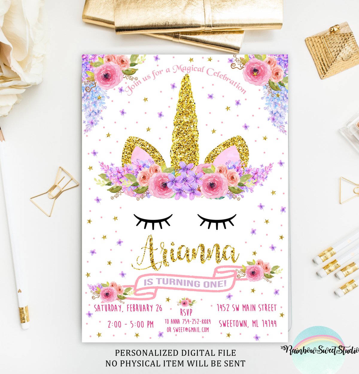 Приглашение на день рождения Единорожки