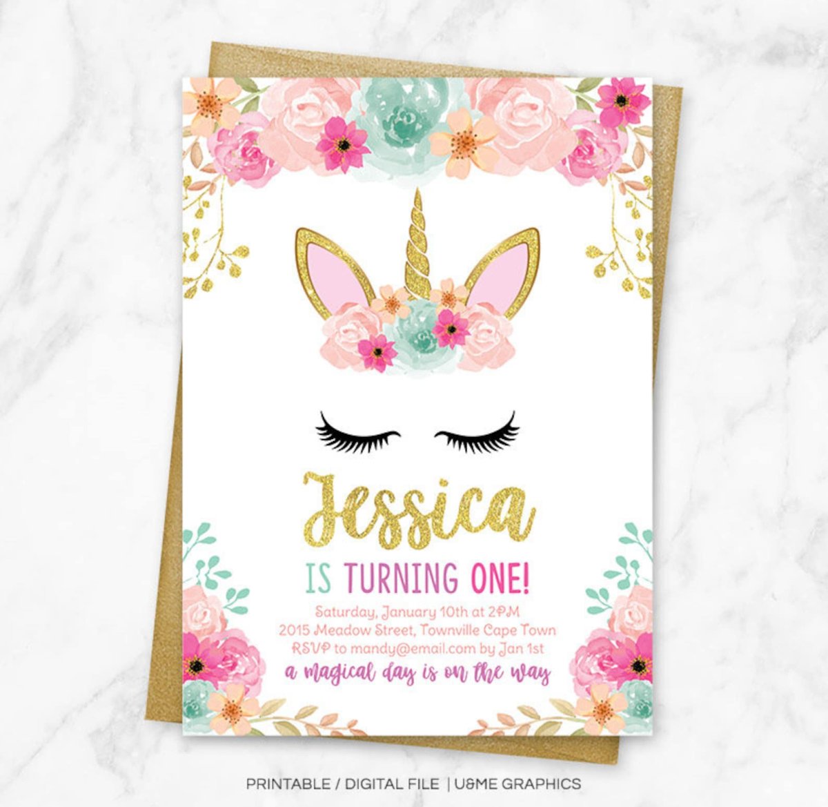 Приглашение на день рождения Единорожки