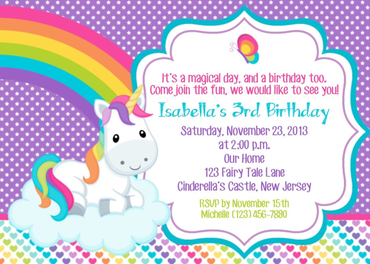 Пригласительные на день рождения Единорог