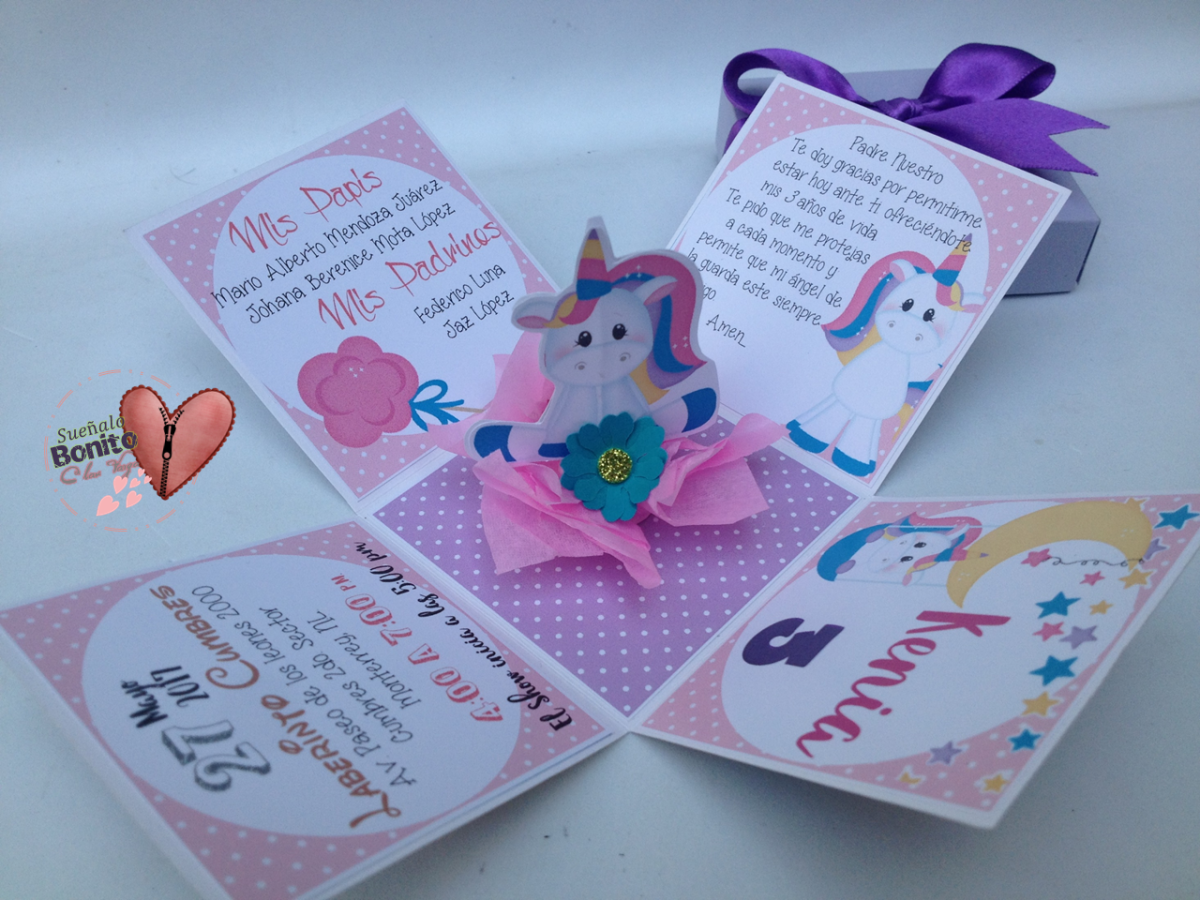 Приглашение на день рождения Единорог с текстом