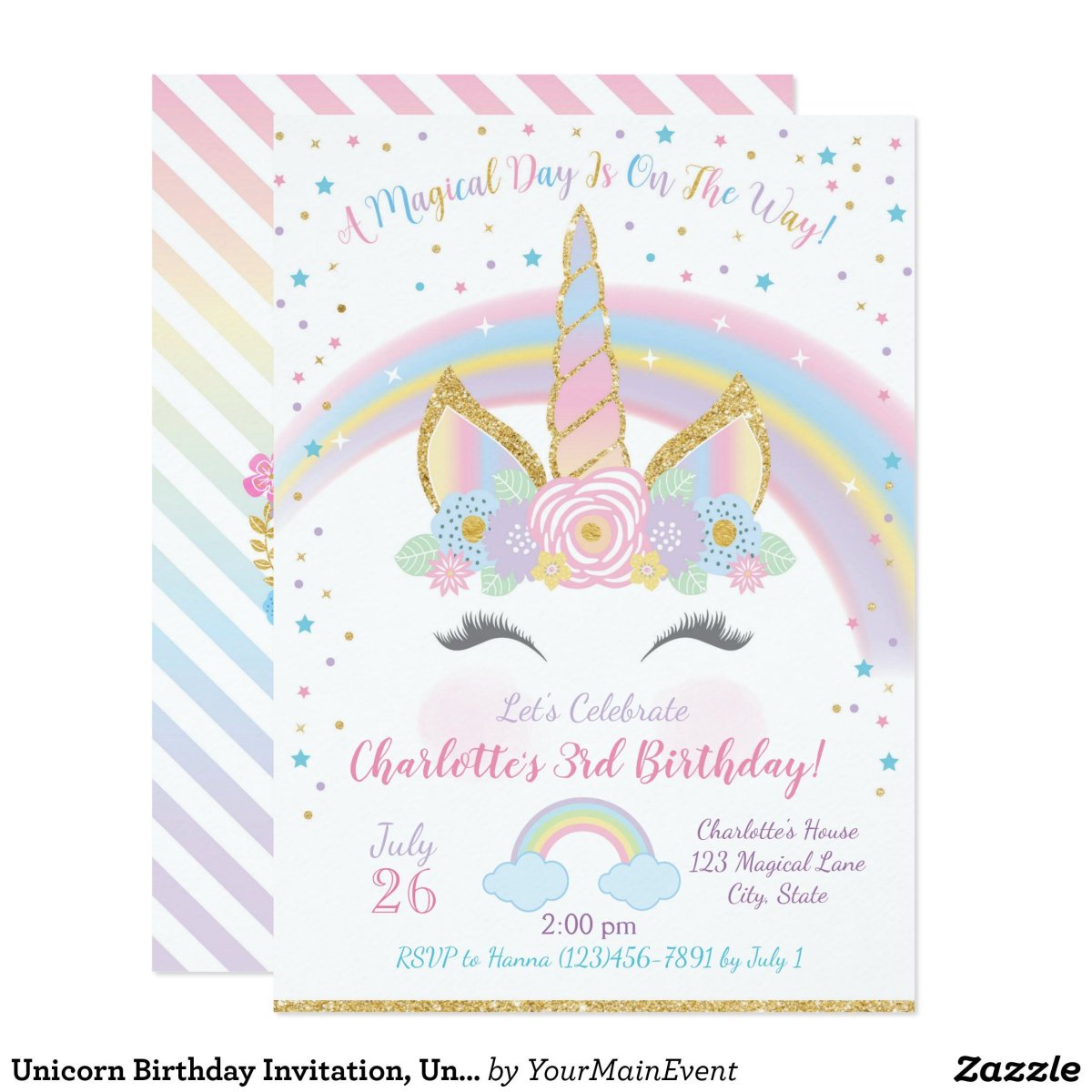 Приглашение на день рождения ребенка Единорог