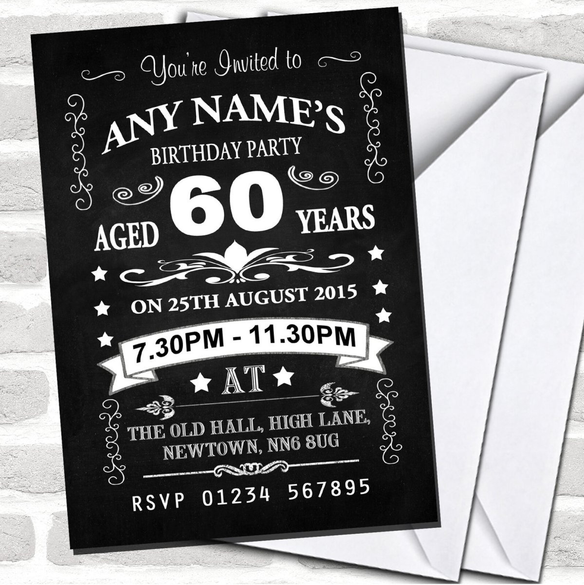 Приглашение на день рождения черно белое