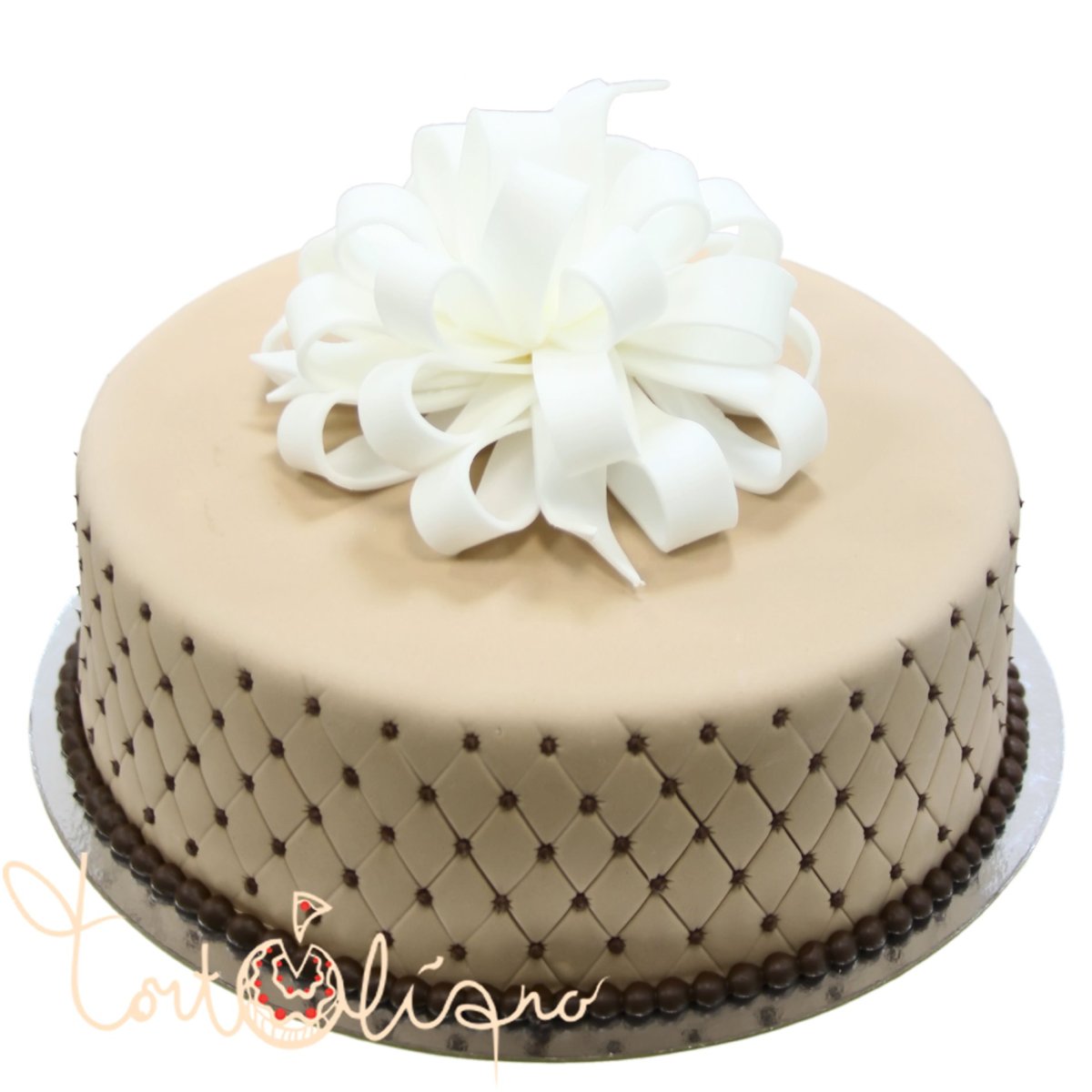 Свадебный торт с бусинами один ярус