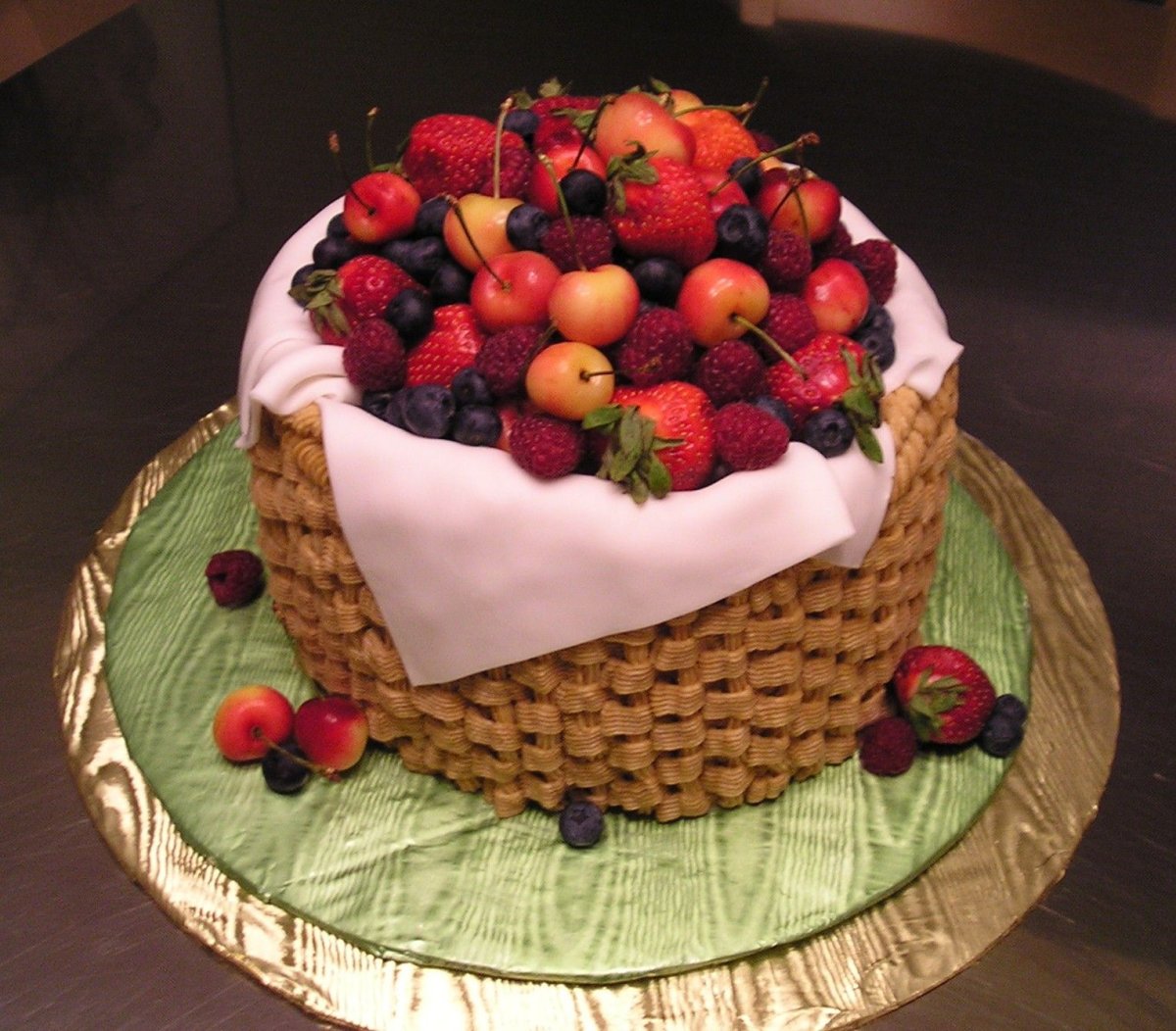 Торт корзина с фруктами мастер класс