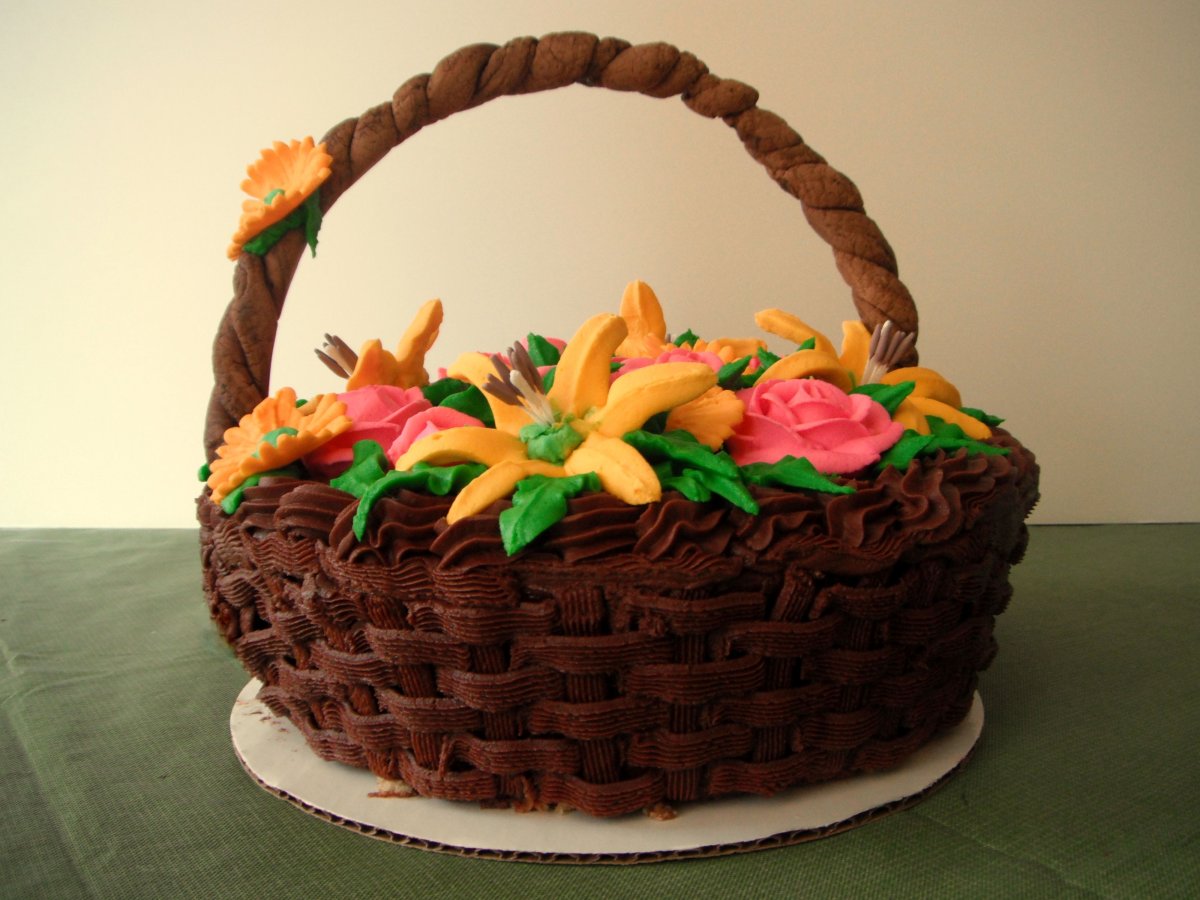 Торт корзина с грибами