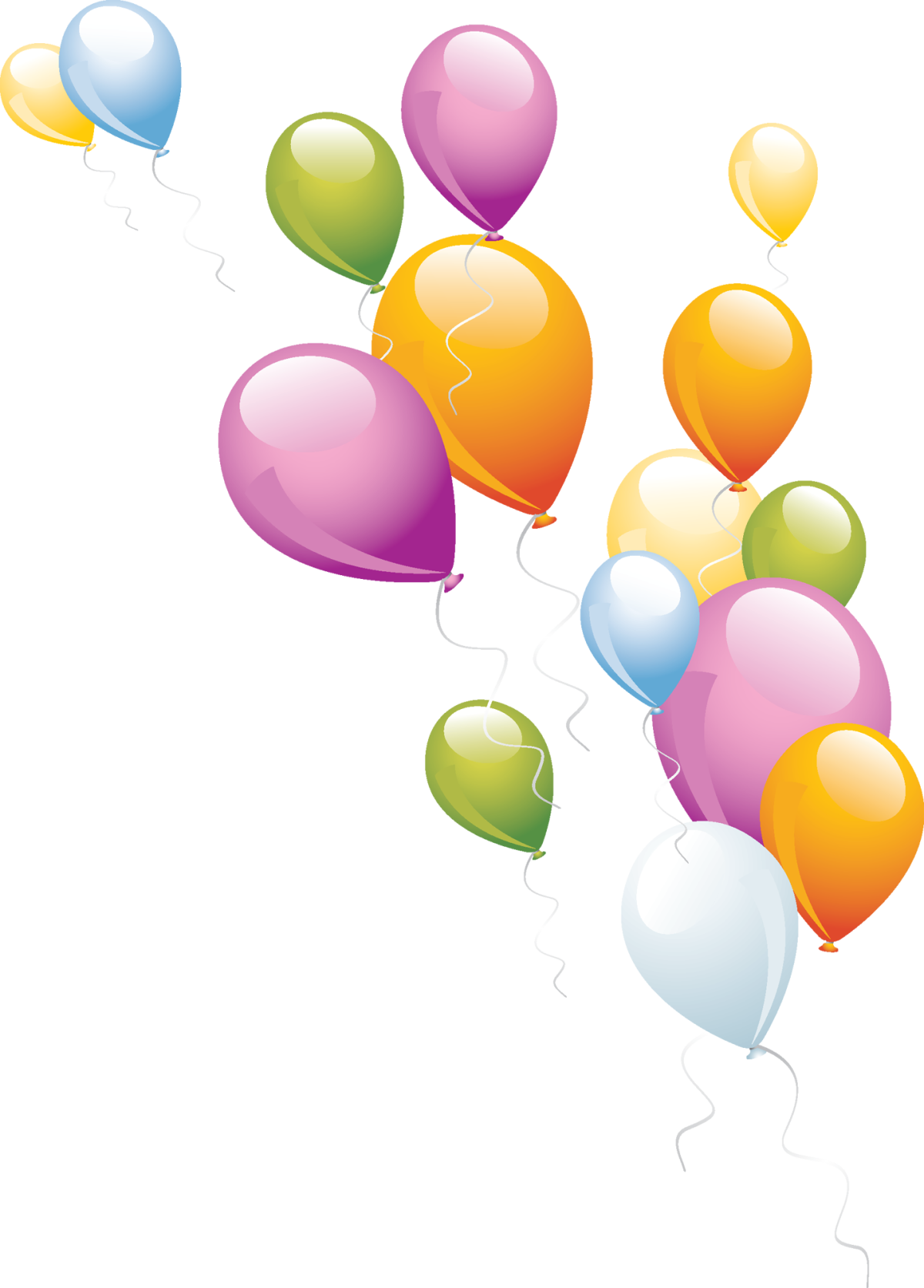 Воздушные шарики на прозрачном фоне