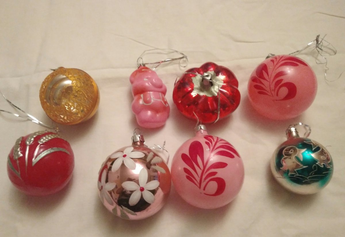 Ёлочная игрушка СССР шар с гранями