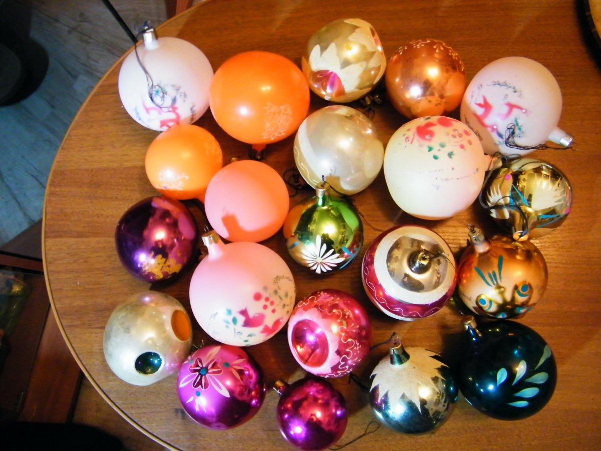 Советские елочные игрушки стеклянные шары