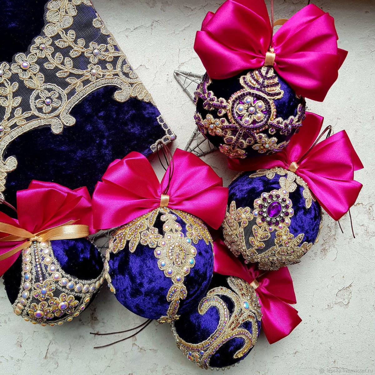 Елочные шары из бархата