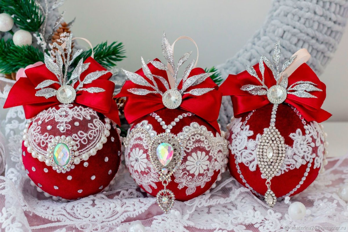 Бархатные новогодние шары своими руками