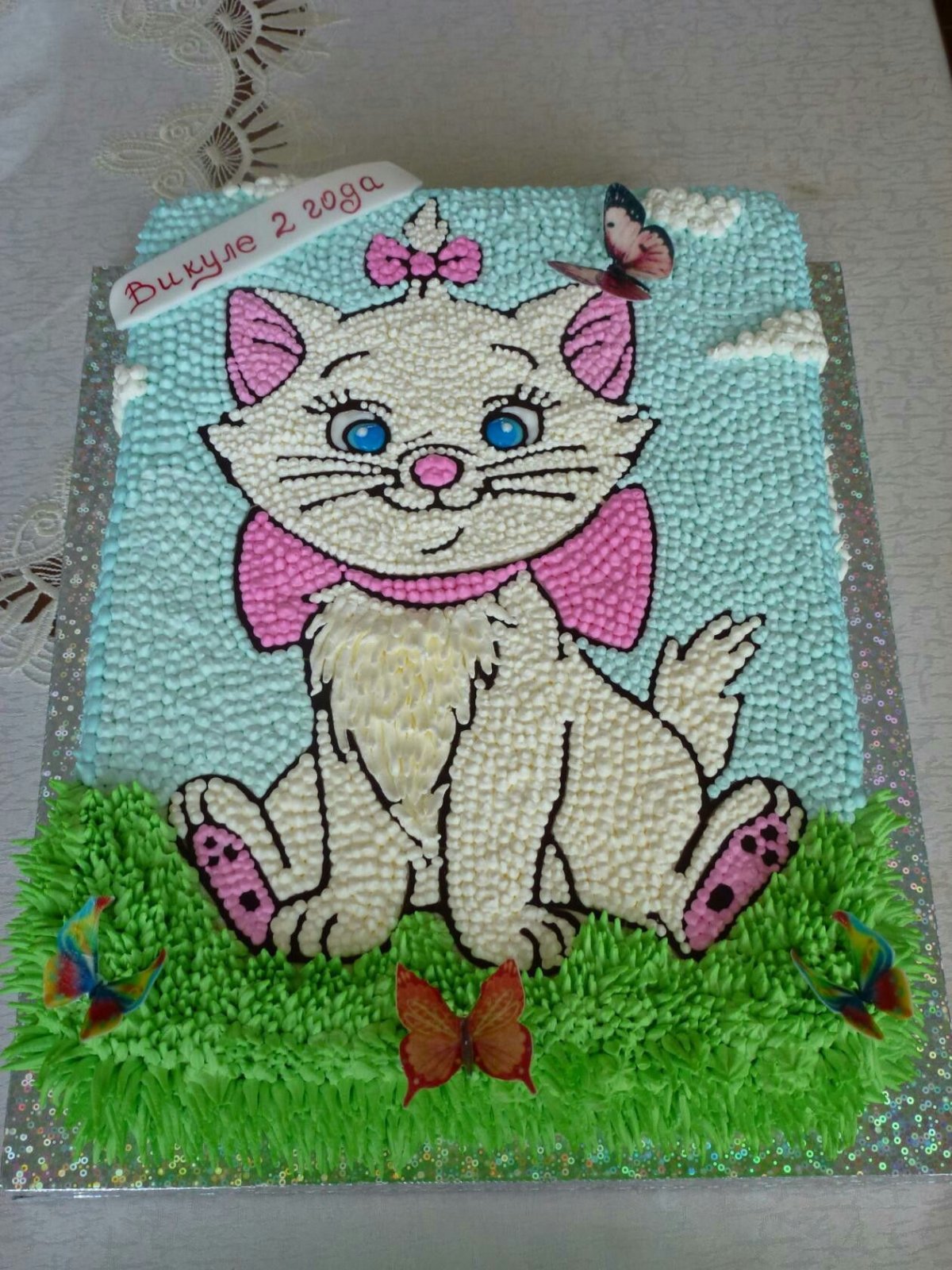 Торт с кошкой для девочки кремовый